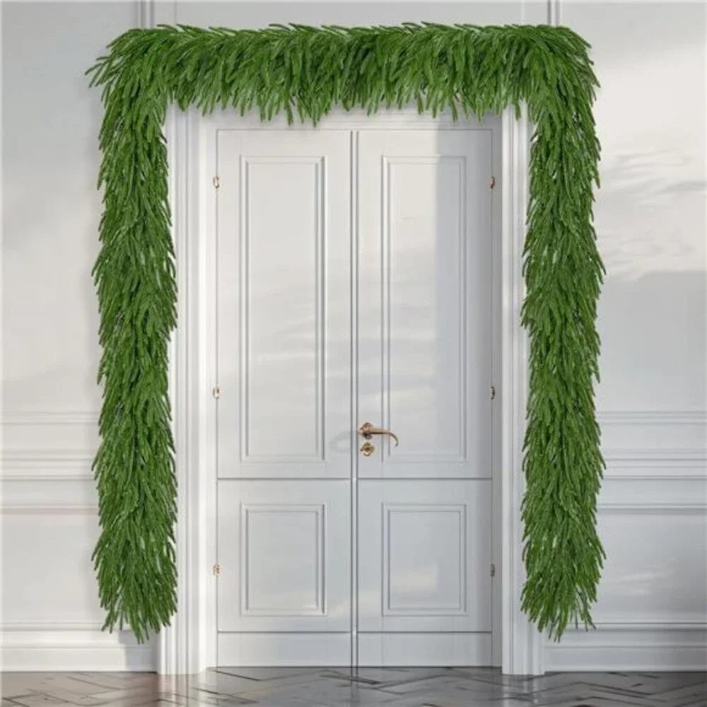 9 FT Artificial Norfolk Pine Garlands, Realistic Christmas Greenery Garland